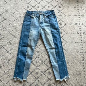 Two-tone straight leg jeans